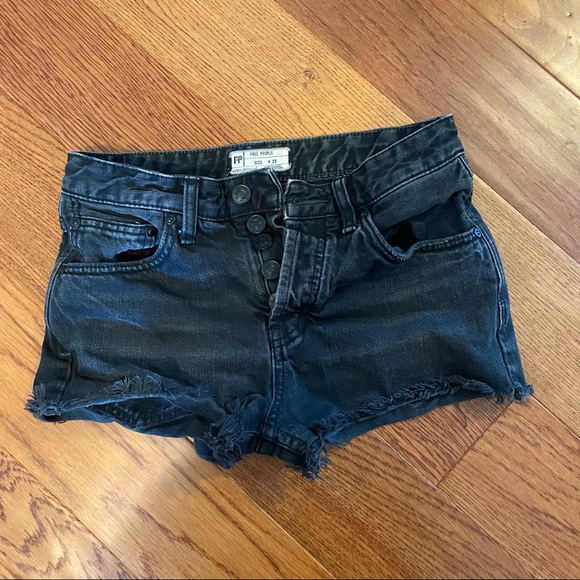 Free People Pants - Free people black button fly denim shorts